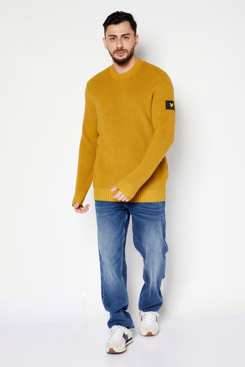 Lyle & Scott Men Crew Neck Knitted Sweater, Yellow - Image 2