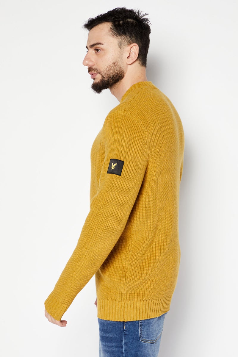 Lyle & Scott Men Crew Neck Knitted Sweater, Yellow - Image 3