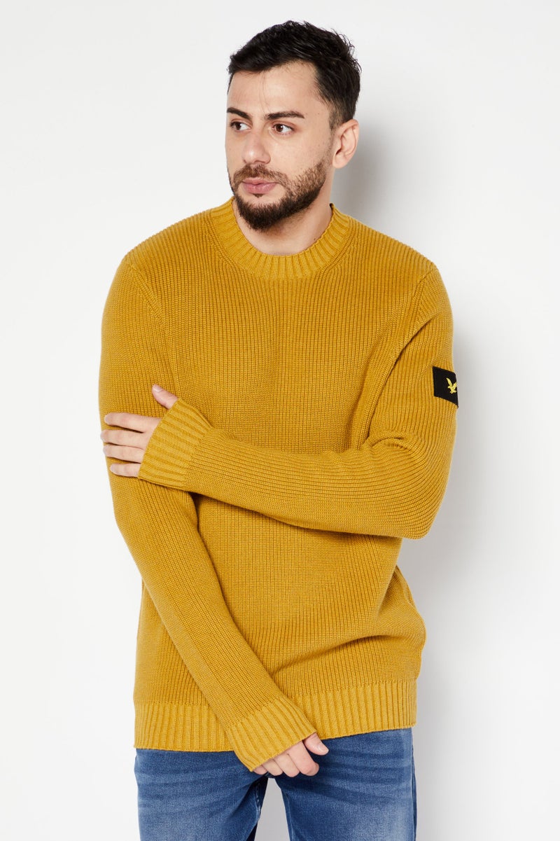 Lyle & Scott Men Crew Neck Knitted Sweater, Yellow - Image 1
