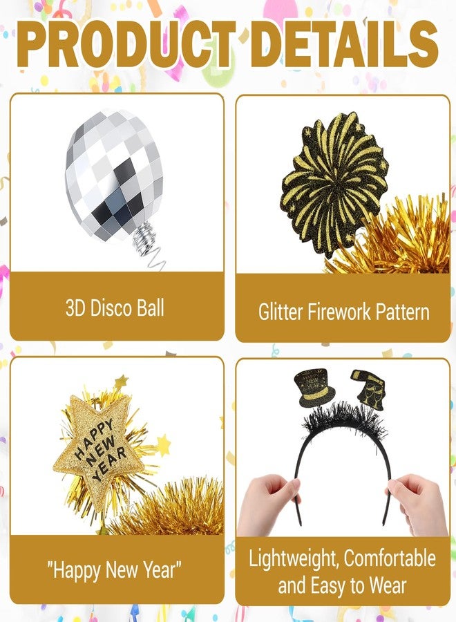 Knitgrip 12 Pack Happy New Year Headbands Glitter New Year's Eve Party Favors and Photo Booth Props 2026 Years Party Favors Supplies - Image 3