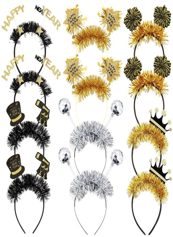 Knitgrip 12 Pack Happy New Year Headbands Glitter New Year's Eve Party Favors and Photo Booth Props 2026 Years Party Favors Supplies - Image 1