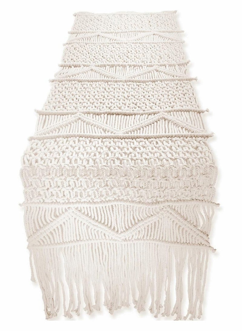 الأزرق جي دبليو Macrame Table Runner Woven Wedding Decor - Image 1