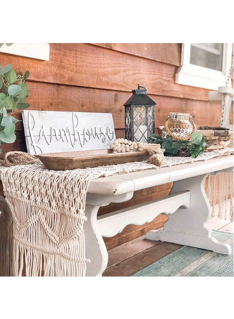الأزرق جي دبليو Macrame Table Runner Woven Wedding Decor - Image 2
