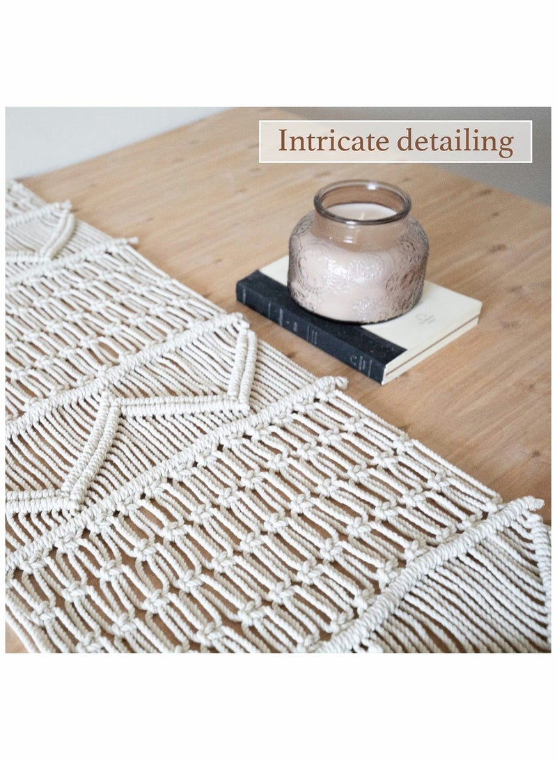 الأزرق جي دبليو Macrame Table Runner Woven Wedding Decor - Image 3