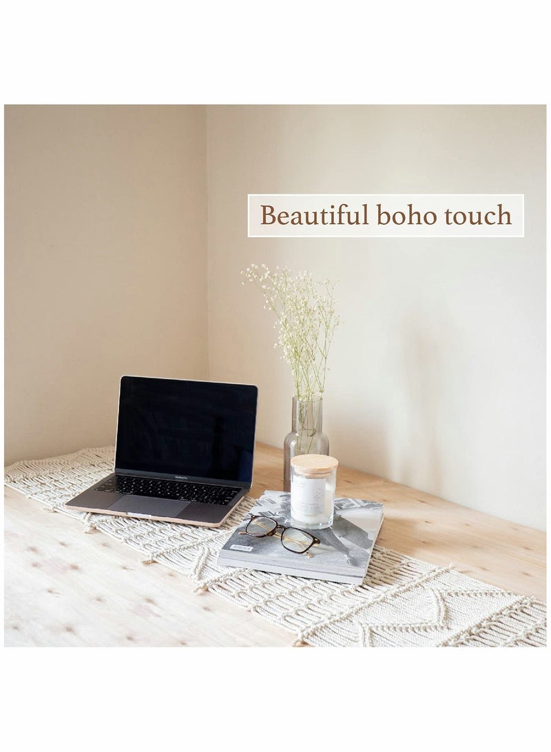 الأزرق جي دبليو Macrame Table Runner Woven Wedding Decor - Image 4