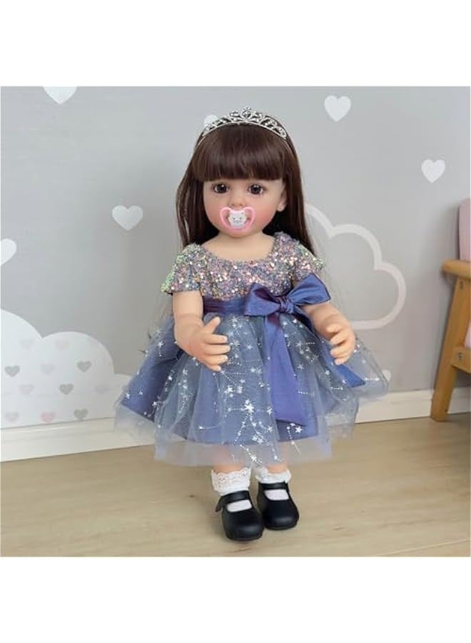 22 Inches Real Baby Size Long Hair So Truly Reborn Baby Doll Crafted in Full Body Vinyl Realistic Newborn Princess Toddler Dolls Washable for Girl - Image 1