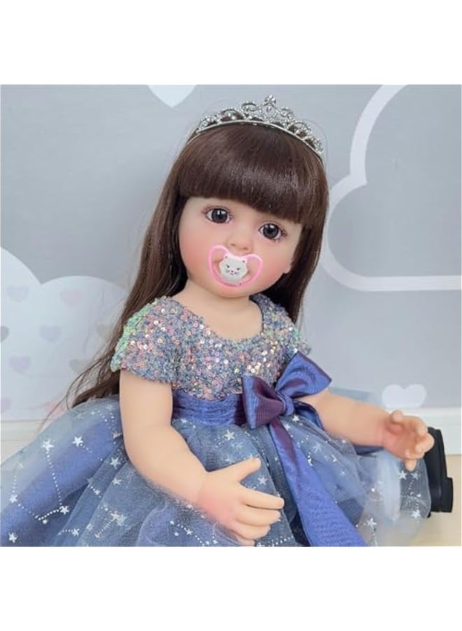 22 Inches Real Baby Size Long Hair So Truly Reborn Baby Doll Crafted in Full Body Vinyl Realistic Newborn Princess Toddler Dolls Washable for Girl - Image 2
