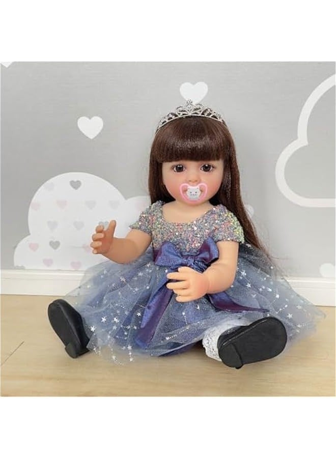 22 Inches Real Baby Size Long Hair So Truly Reborn Baby Doll Crafted in Full Body Vinyl Realistic Newborn Princess Toddler Dolls Washable for Girl - Image 3