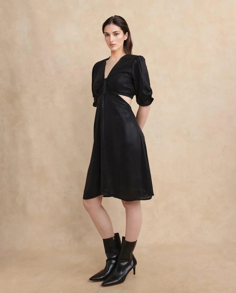 ريريزم Women's Knee Length Plain Dress