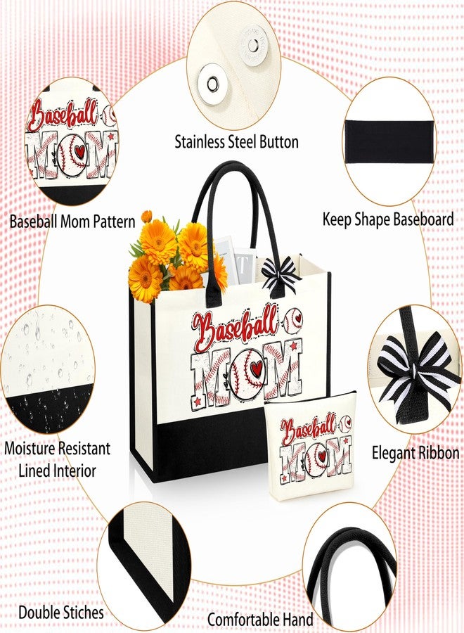 SiplyHaven Baseball Mom Gifts Tote Bags for Women Baseball Mom Essentials Bag Birthday Thanksgiving Christmas Gifts for Mama - Image 3