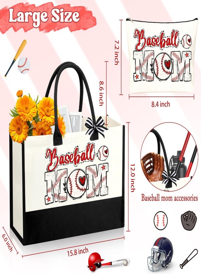 SiplyHaven Baseball Mom Gifts Tote Bags for Women Baseball Mom Essentials Bag Birthday Thanksgiving Christmas Gifts for Mama - Image 5