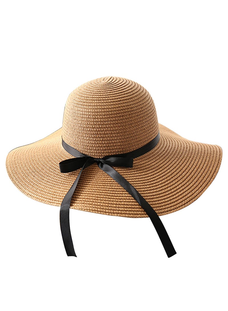 MIXDE Womens Sun Straw Hat Wide Brim UPF 50 Summer Hat Foldable Roll up Floppy Beach Hats for Women  - Image 1