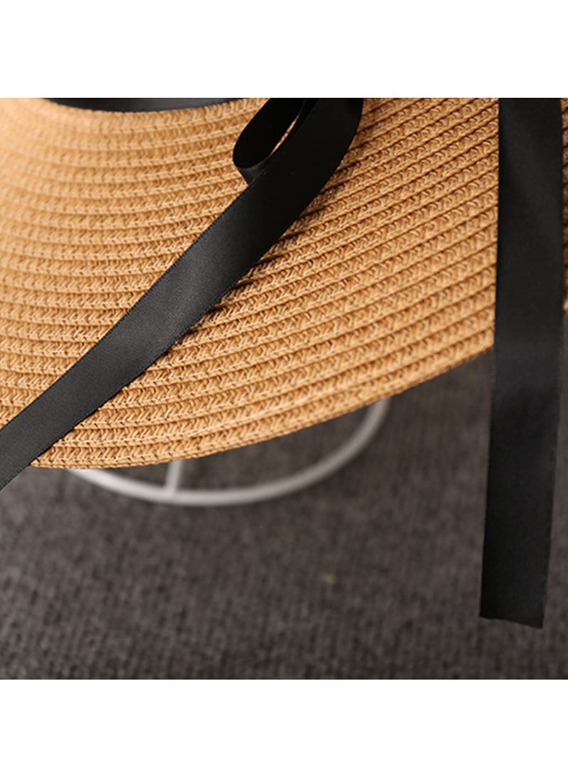 MIXDE Womens Sun Straw Hat Wide Brim UPF 50 Summer Hat Foldable Roll up Floppy Beach Hats for Women  - Image 4