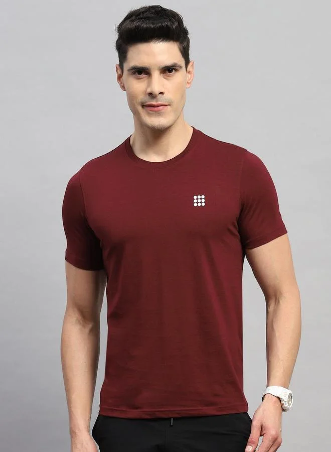 Rock.it Rock.it Men Wine Solid Round Neck TShirt