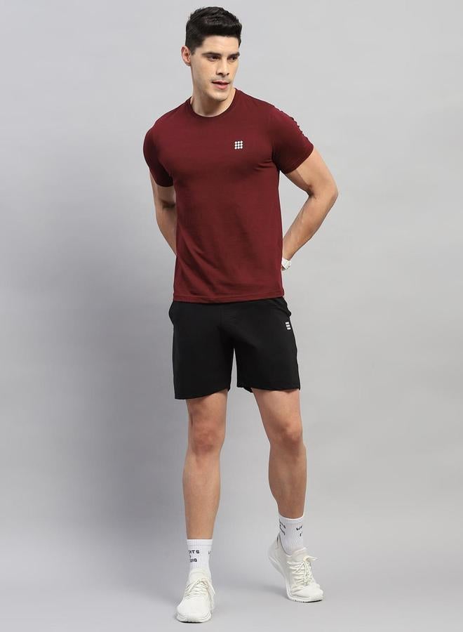 Rock.it Men Burgundy Solid Round Neck T-Shirt - Image 5