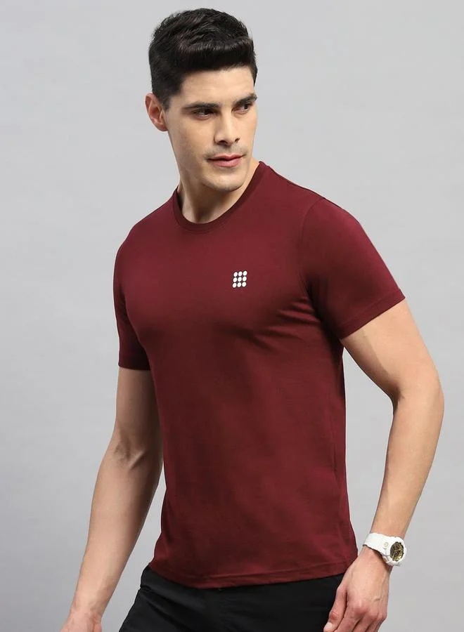 Rock.it Rock.it Men Wine Solid Round Neck TShirt