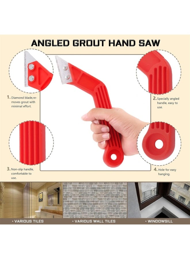 مجموعة أدوات إزالة الجص من 22 قطعة، منشار جص البلاط، سكين خطاف، مفك براغي لإزالة الجص، أداة بلاط ذات طرف كروي مزدوج، أداة تنظيف للمطبخ وغرفة المعيشة والحمام (اللون: أحمر) - Image 5
