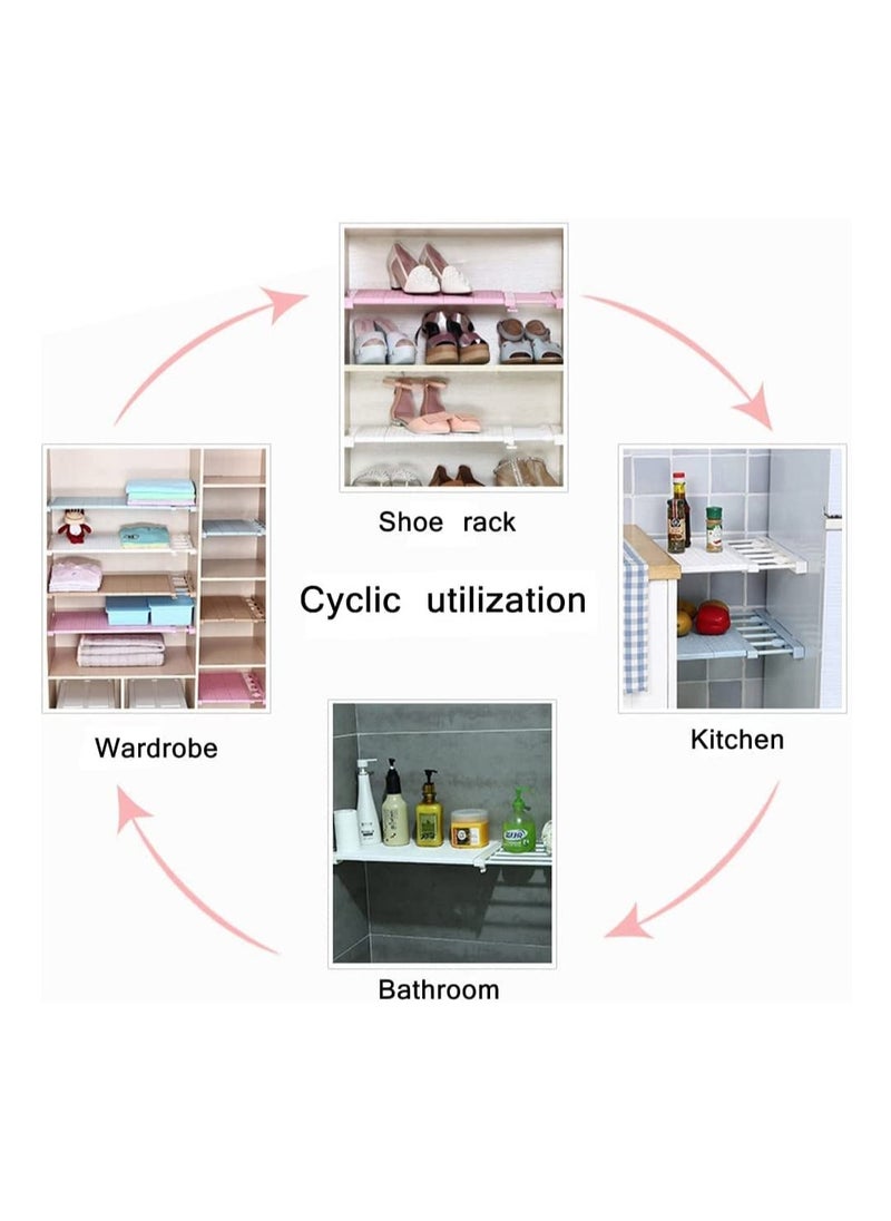 Organized Home - Tension Shelf Expandable Clothes Closet Organizer Rack Adjustable DIY Wardrobe Dividers Separator White - Image 1