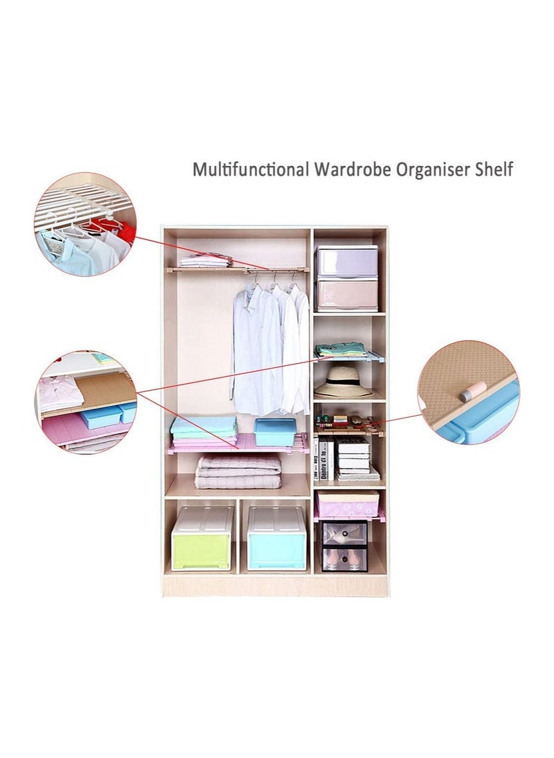 Organized Home - Tension Shelf Expandable Clothes Closet Organizer Rack Adjustable DIY Wardrobe Dividers Separator White - Image 1