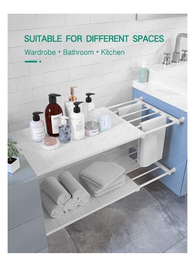 Organized Home - Tension Shelf Expandable Clothes Closet Organizer Rack Adjustable DIY Wardrobe Dividers Separator White - Image 1