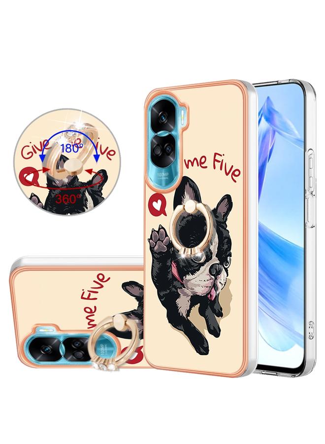 S-TOP Case For Honor 90 Lite 5G Electroplating Dual-side IMD Phone Case with Ring Holder - Image 1