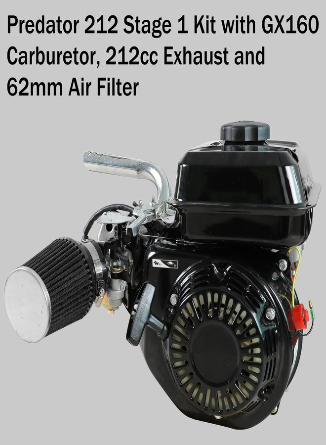 YOXUFA طقم YOXUFA Predator 212 المرحلة 1، مكربن، وعادم لمحرك Predator 212cc و196cc، مناسب لدراجات Coleman CT200U وBT200X الصغيرة، وKT196، وHammerhead 80T، وGo Kart، وGX160 وGX200، ومحرك بقوة 6.5 حصان، قطع غيار عالية الأداء - Image 3
