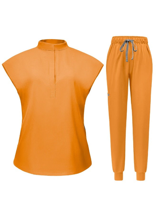 NIBEMINENT Scrubs  Jogger Scrub Sets Women Solid Color Breathable Work Clothes Lab Coat Uniform Hospital Doctor Work Wear - Image 1