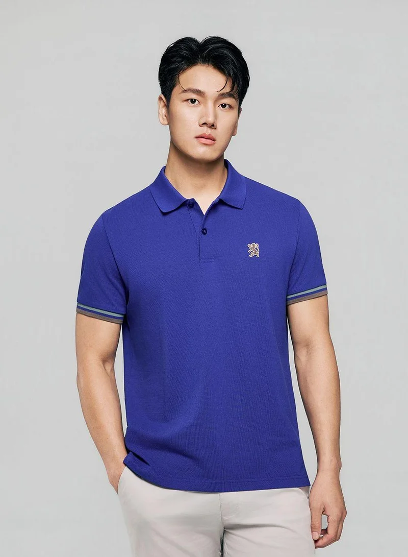 Men’s Cotton Slim Performance Polo with Small Lion Embroidery