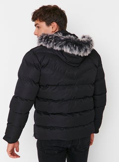 trendyol Black Regular Fit Windproof Puffer Jacket with Fleece Inside TMNAW23MO00009  - Image 5