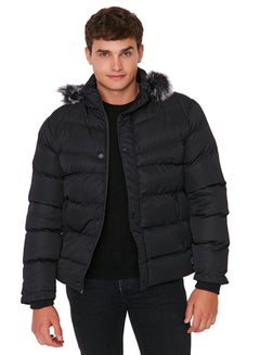 trendyol Black Regular Fit Windproof Puffer Jacket with Fleece Inside TMNAW23MO00009  - Image 2