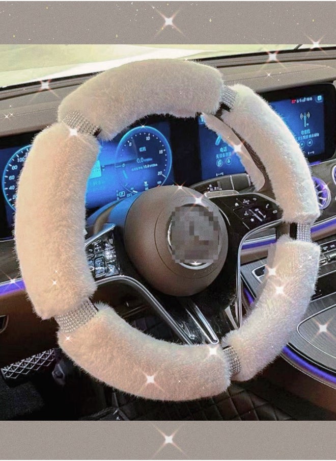 Fluffy Steering Wheel Cover with Bling Bling Rhinestone, Steering Wheel Cover for Women Ladies Girls, Universal Fit For Most Cars 14.5 Inches(37cm) Beige - pzsku/ZF6ABA601FE42D06FDED9Z/45/_/1738318232/b2a898db-c4b0-4a7b-9833-966f3733b036