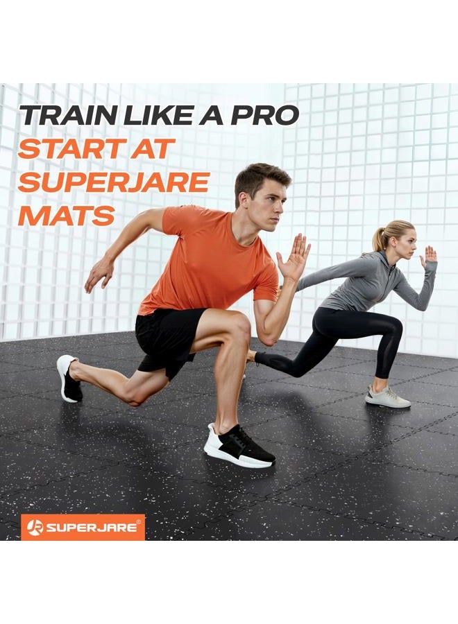 SUPERJARE 0.56'' Thick 6 Pcs 24 Sq Ft Rubber Top Exercise Equipment Mats, High Density EVA Foam Mats with Rubber Top, Interlocking Gym Flooring for Home Gym, Protective Workout Mat, Black/Grey - Image 3