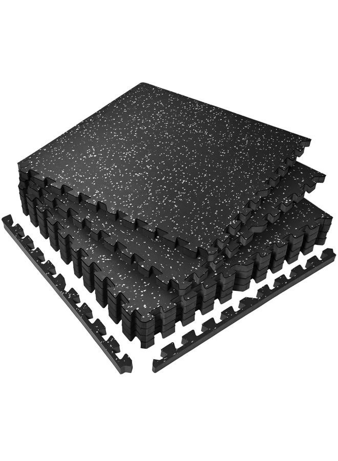 SUPERJARE 0.56'' Thick 6 Pcs 24 Sq Ft Rubber Top Exercise Equipment Mats, High Density EVA Foam Mats with Rubber Top, Interlocking Gym Flooring for Home Gym, Protective Workout Mat, Black/Grey - Image 1