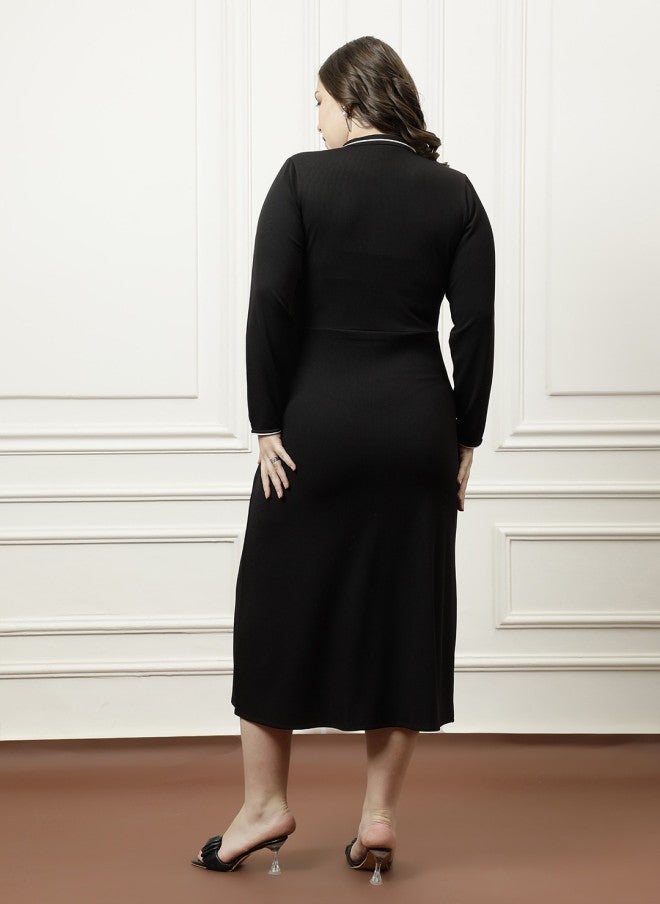 Athena Black A-Line Midi Dress for Women - Image 5