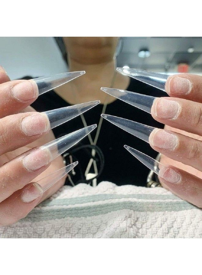 Yimart 600Pcs Acrylic Medium Long Stiletto Nail Tips Easy Coffin Nails Sharp False Nail Art Tips For Nails Salon (Clear) - Image 3