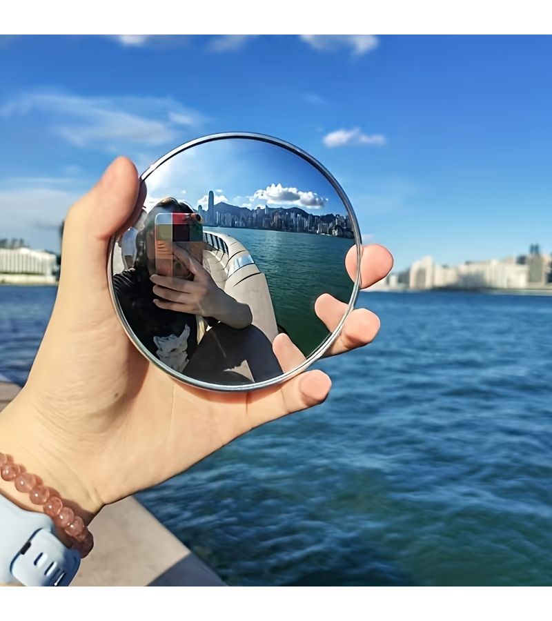 مرآة دائرية كبيرة ذات عدسة محدبة لتصوير السفر، لالتقاط صور سيلفي واسعة الزاوية، إكسسوار تصوير محمول. - Image 3
