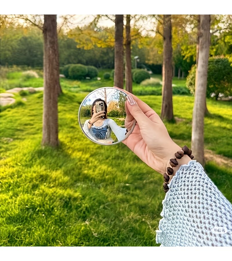 مرآة دائرية كبيرة ذات عدسة محدبة لتصوير السفر، لالتقاط صور سيلفي واسعة الزاوية، إكسسوار تصوير محمول. - Image 5