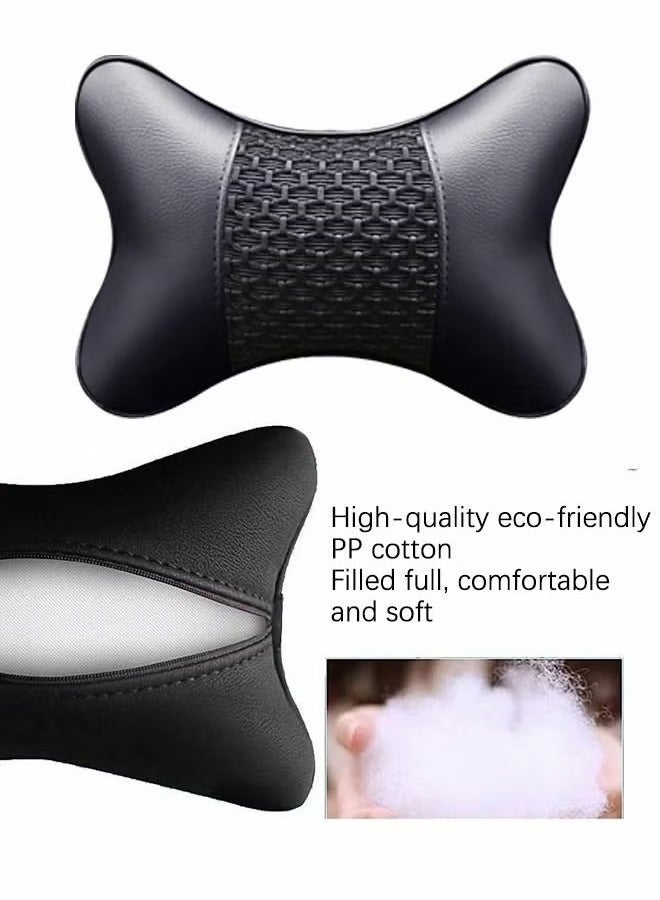 Bukela Car Neck Pillows,Pu Leather 2pieces Pack Headrest Fit for Most Cars,Neck Rest Cushions, Relaxing Neck Support headrests,Automotive Interior - Image 2