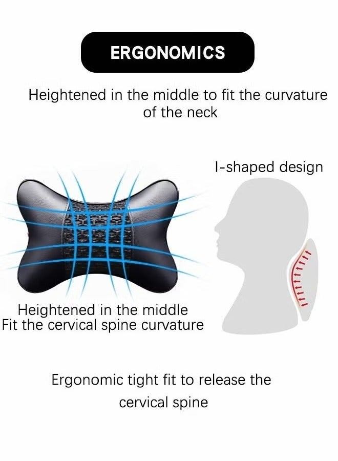 Bukela Car Neck Pillows,Pu Leather 2pieces Pack Headrest Fit for Most Cars,Neck Rest Cushions, Relaxing Neck Support headrests,Automotive Interior - Image 1