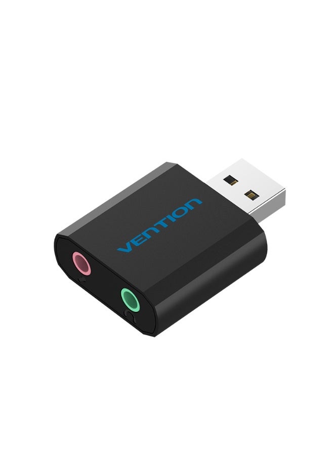 VENTION - VENTION USB External Sound Card Black Metal Type Model # VAB-S17-B - Image 1