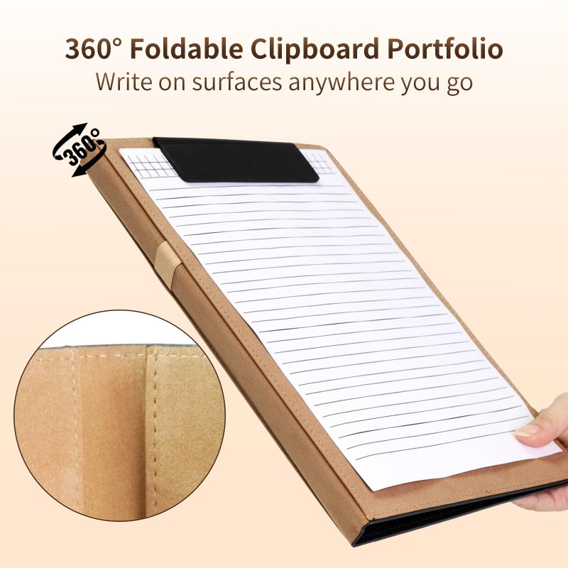 JTTJDB 360Â° Foldable Clipboard Portfolio with Non-Marking Magnetic Clip & Elastic Pen Loop, A4/Letter Document Holder for Business, Office & Interviews - Image 4