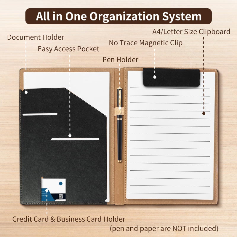 JTTJDB 360Â° Foldable Clipboard Portfolio with Non-Marking Magnetic Clip & Elastic Pen Loop, A4/Letter Document Holder for Business, Office & Interviews - Image 5