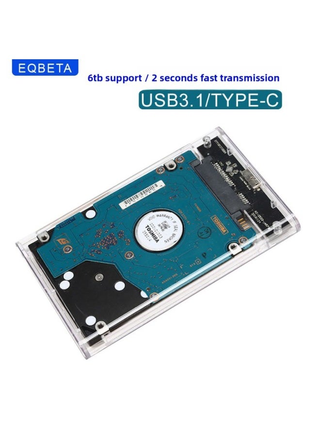 Generic - 2.5 Inch Transparent Box USB3.0 To SATA External Notebook Mechanical SSD Solid State Reading Protective Case-Capacity:Usb3.0 Transparent White + 30cm Cable - Image 1