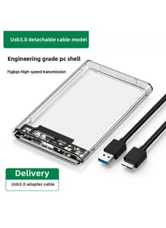 Generic 2.5 Inch Transparent Box USB3.0 To SATA External Notebook Mechanical SSD Solid State Reading Protective Case-Capacity:Usb3.0 Transparent White + 30cm Cable  - Image 1