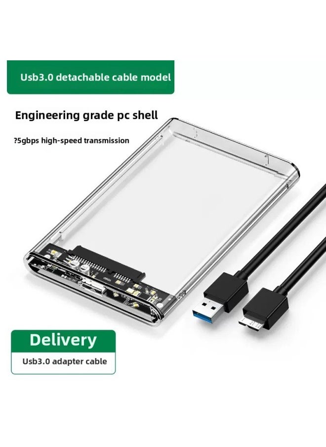 Generic - 2.5 Inch Transparent Box USB3.0 To SATA External Notebook Mechanical SSD Solid State Reading Protective Case-Capacity:Usb3.0 Transparent White + 30cm Cable - Image 1