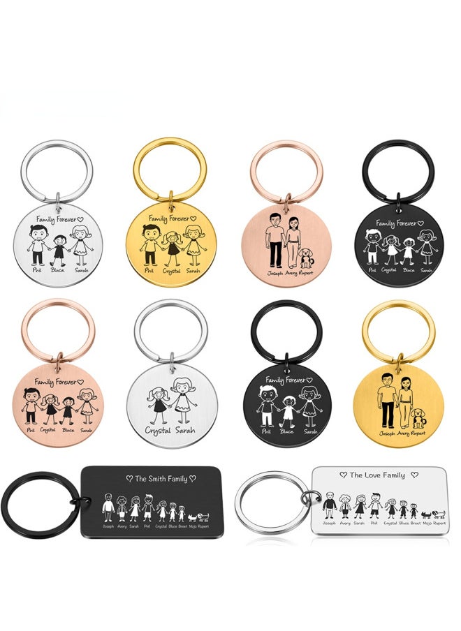 Generic - Personalized Family Keychain Engraved Family Gifts for Parents Children Present Keyring Bag Charm Families Member Gift Key Chain-Color:DZ045-Black - Image 1