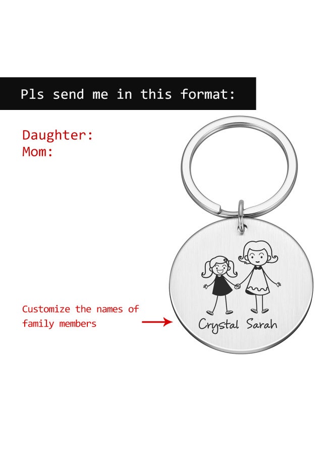 Generic - Personalized Family Keychain Engraved Family Gifts for Parents Children Present Keyring Bag Charm Families Member Gift Key Chain-Color:DZ045-Black - Image 1