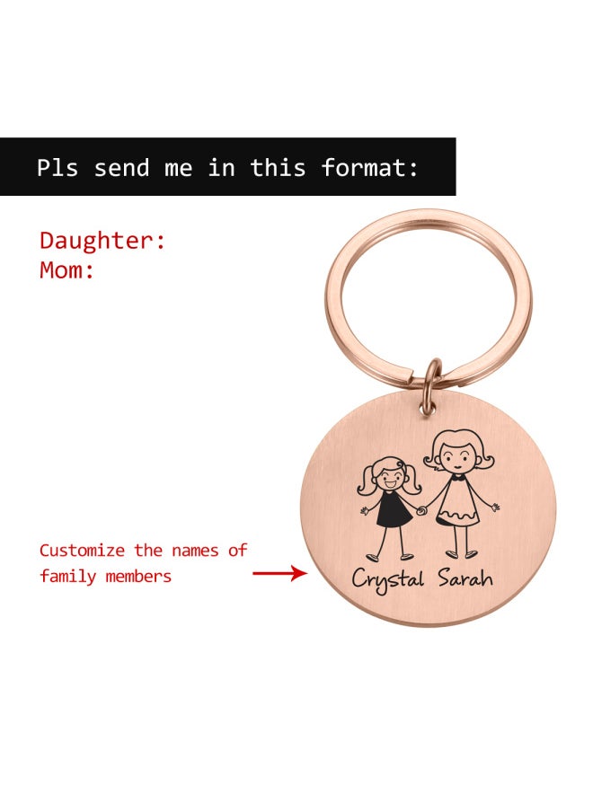 Generic - Personalized Family Keychain Engraved Family Gifts for Parents Children Present Keyring Bag Charm Families Member Gift Key Chain-Color:DZ045-Black - Image 1