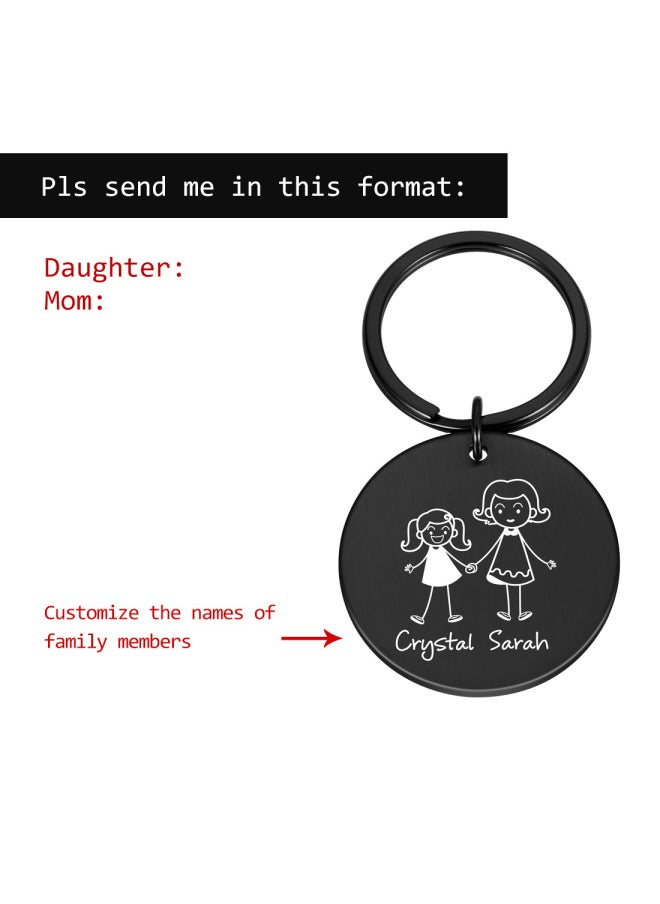 Generic - Personalized Family Keychain Engraved Family Gifts for Parents Children Present Keyring Bag Charm Families Member Gift Key Chain-Color:DZ045-Black - Image 1