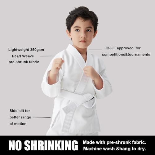 FIGHTSPIRIT Kids Brazilian Jiu Jitsu Gi Youth IBJJF Children’s BJJ Uniform Durable Pant & Jacket Belt Not Included - Image 2
